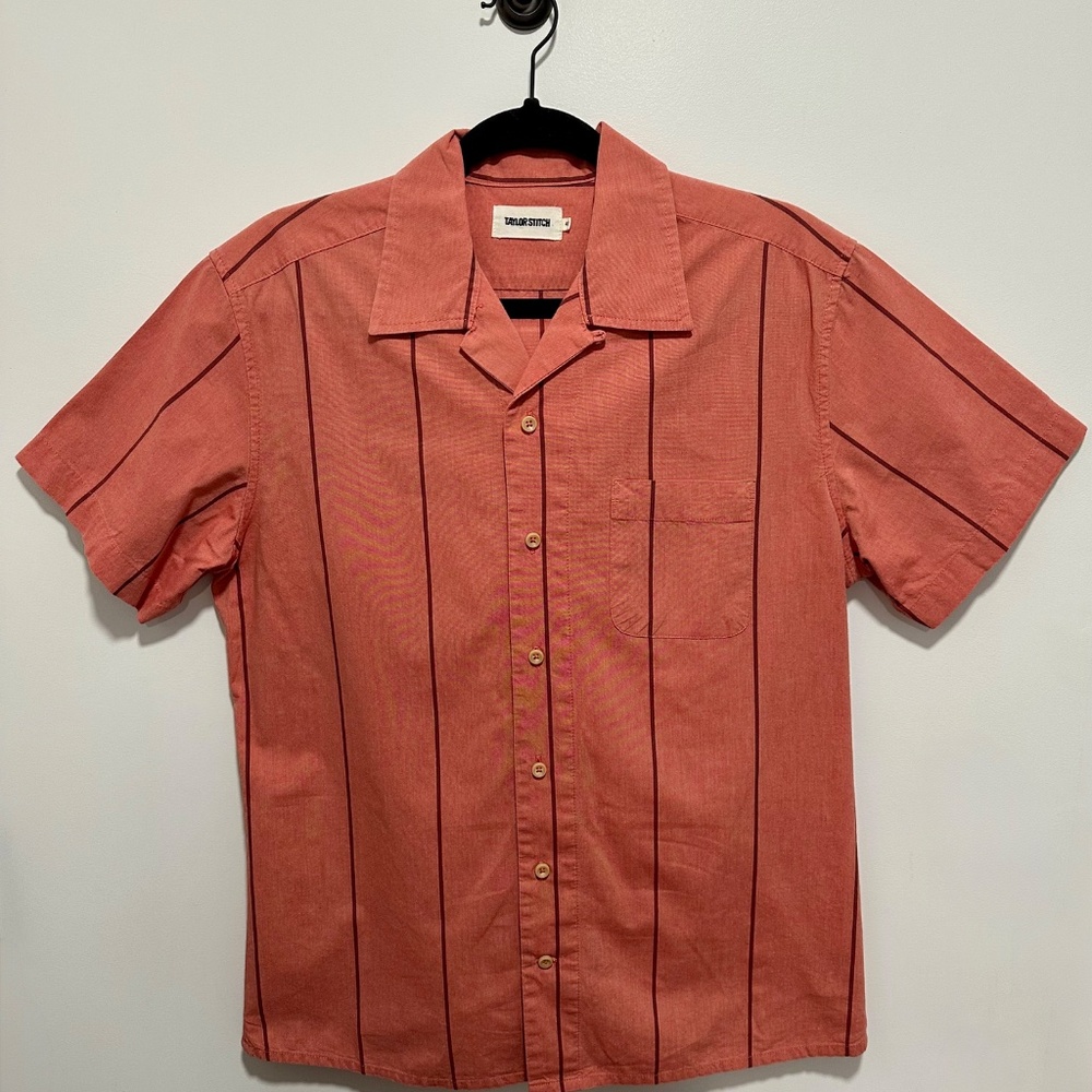 Taylor Stitch: The Short Sleeve Hawthorne in Rust Stripe (M, size 40)